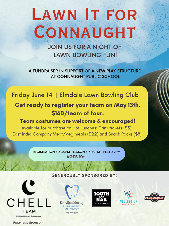 Join us for a lawn bowling tournament on June 14.  Register a team for $160.